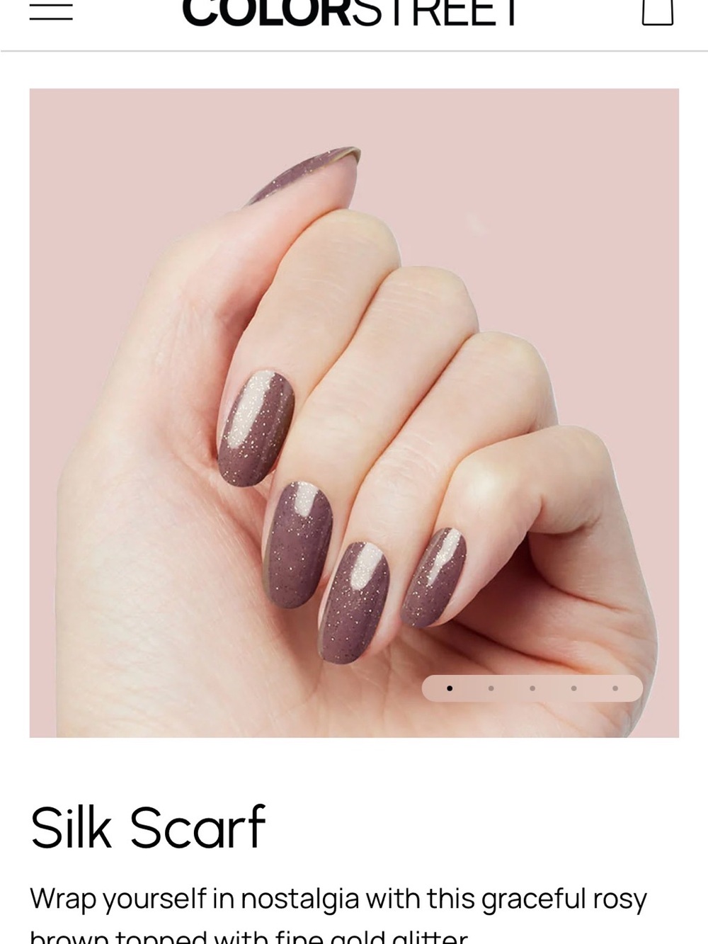 Color Street Silk Scarf Rosy Brown with Gold Glitter Press-On Nails